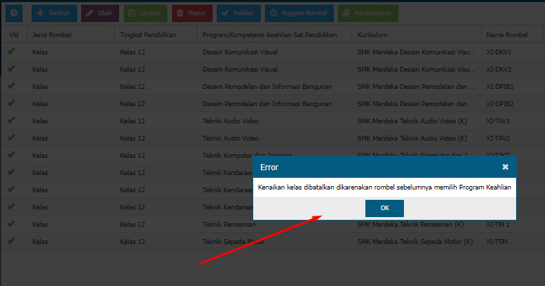 Cara Mengatasi Kenaikan Kelas Dibatalkan Dikarenakan Rombel Sebelumnya Memilih Program Keahlian Pada Dapodik Terbaru 2