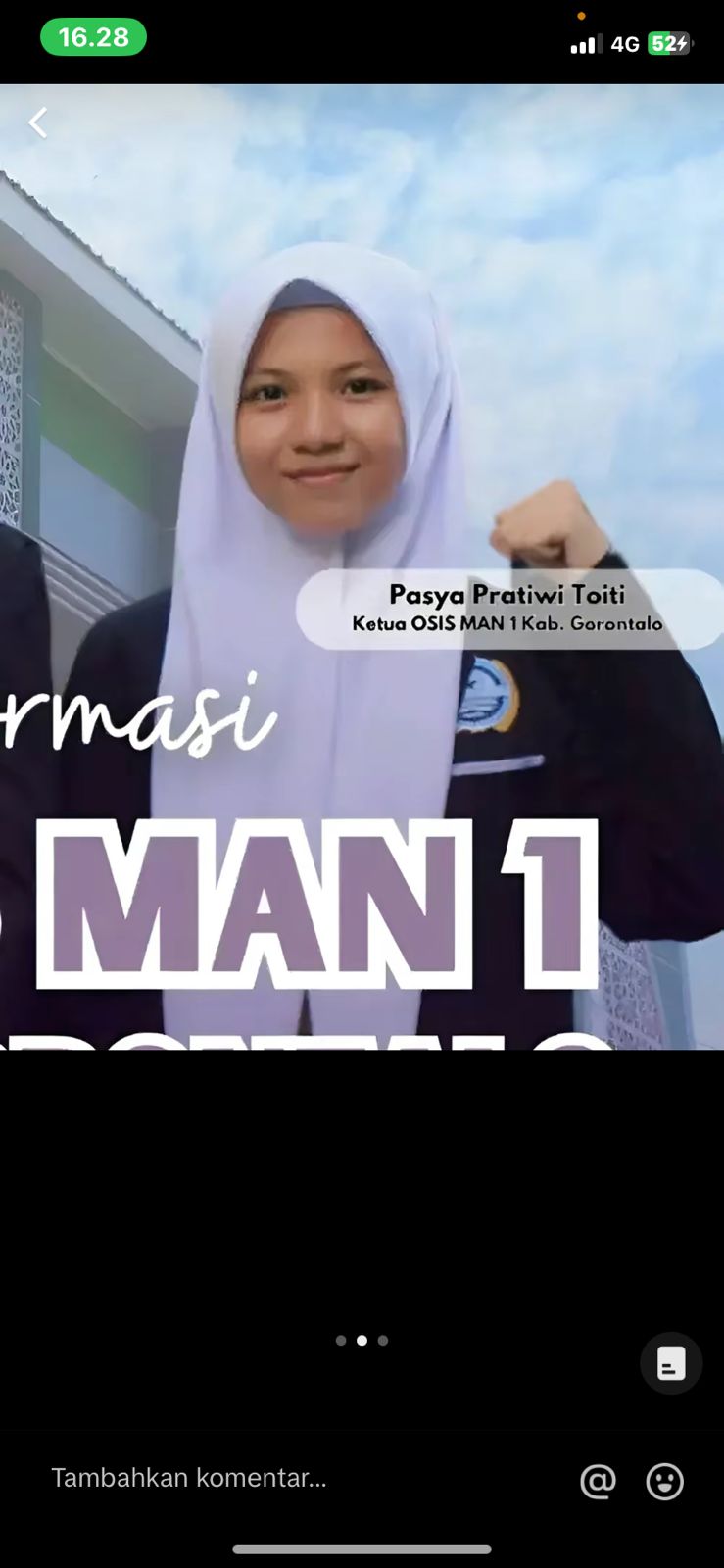 VIRAL Pasya Pratiwi Toiti Ketua OSIS MAN 1 Kab. Gorontalo dan Guru Sekretaris Fedi Nuril