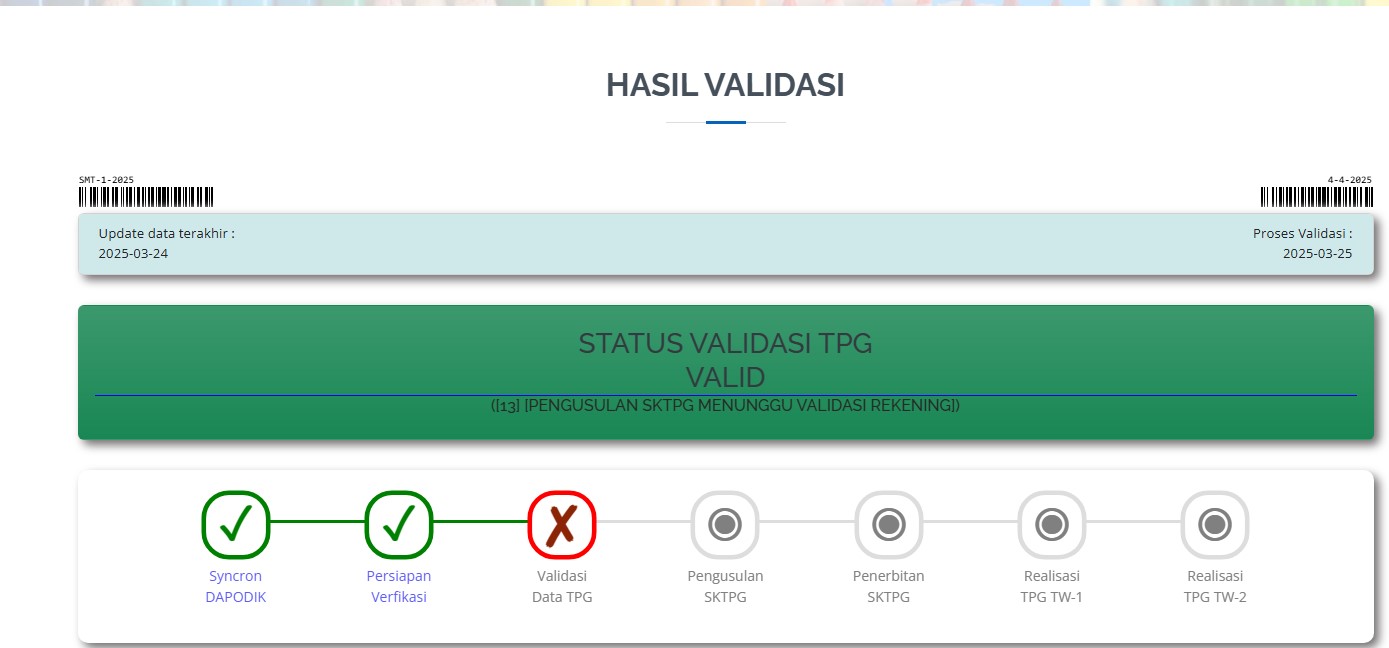 Info GTK Kode 13 Pengusulan SKTP Menunggu Validasi Rekening