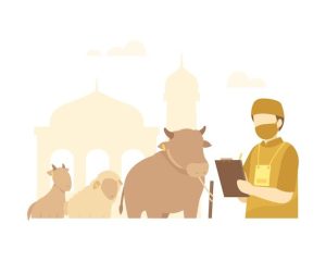 Pelajaran Berharga dari Syariat Qurban yang Bisa Kamu Terapkan Sekarang Juga 1 Eid al adha background with qurban committee is recording animals Premium Vector